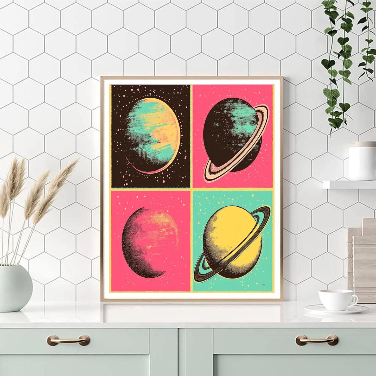 Andy Warhol Inspired Pop Art Solar System Paint by numbers art