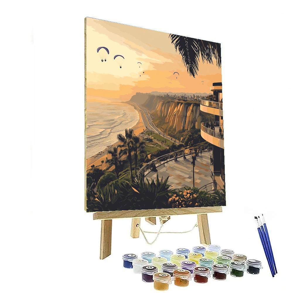 Cliffside Serenity At Larcomar Miraflores Lima Peru paint by number