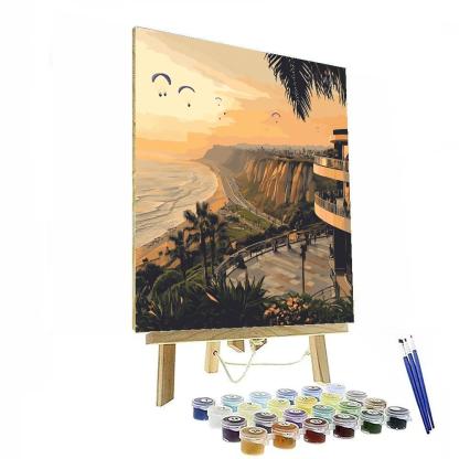 Cliffside Serenity At Larcomar Miraflores Lima Peru paint by number