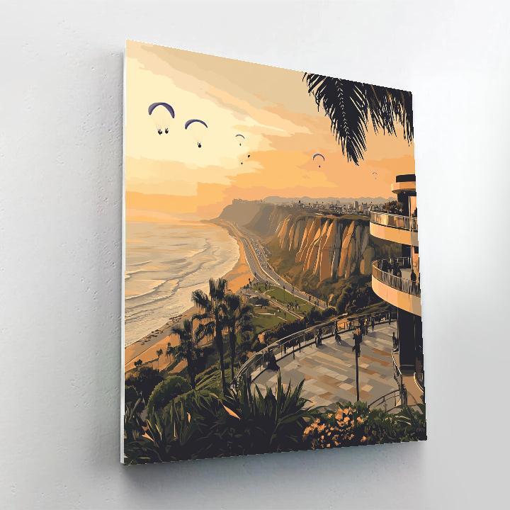 Cliffside Serenity At Larcomar Miraflores Lima Peru paint by number