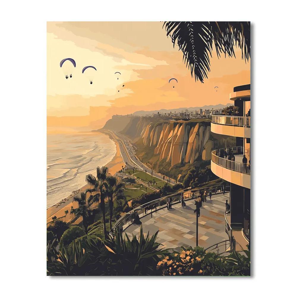 Cliffside Serenity At Larcomar Miraflores Lima Peru paint by number