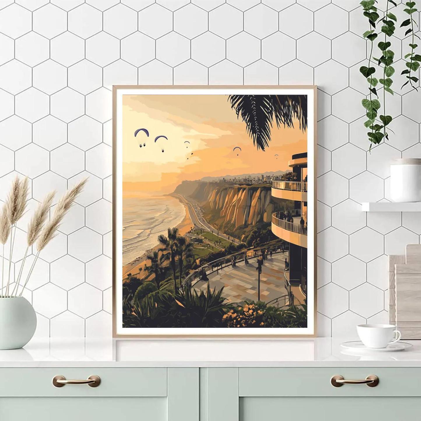 Cliffside Serenity At Larcomar Miraflores Lima Peru paint by number