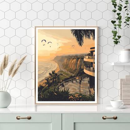 Cliffside Serenity At Larcomar Miraflores Lima Peru paint by number