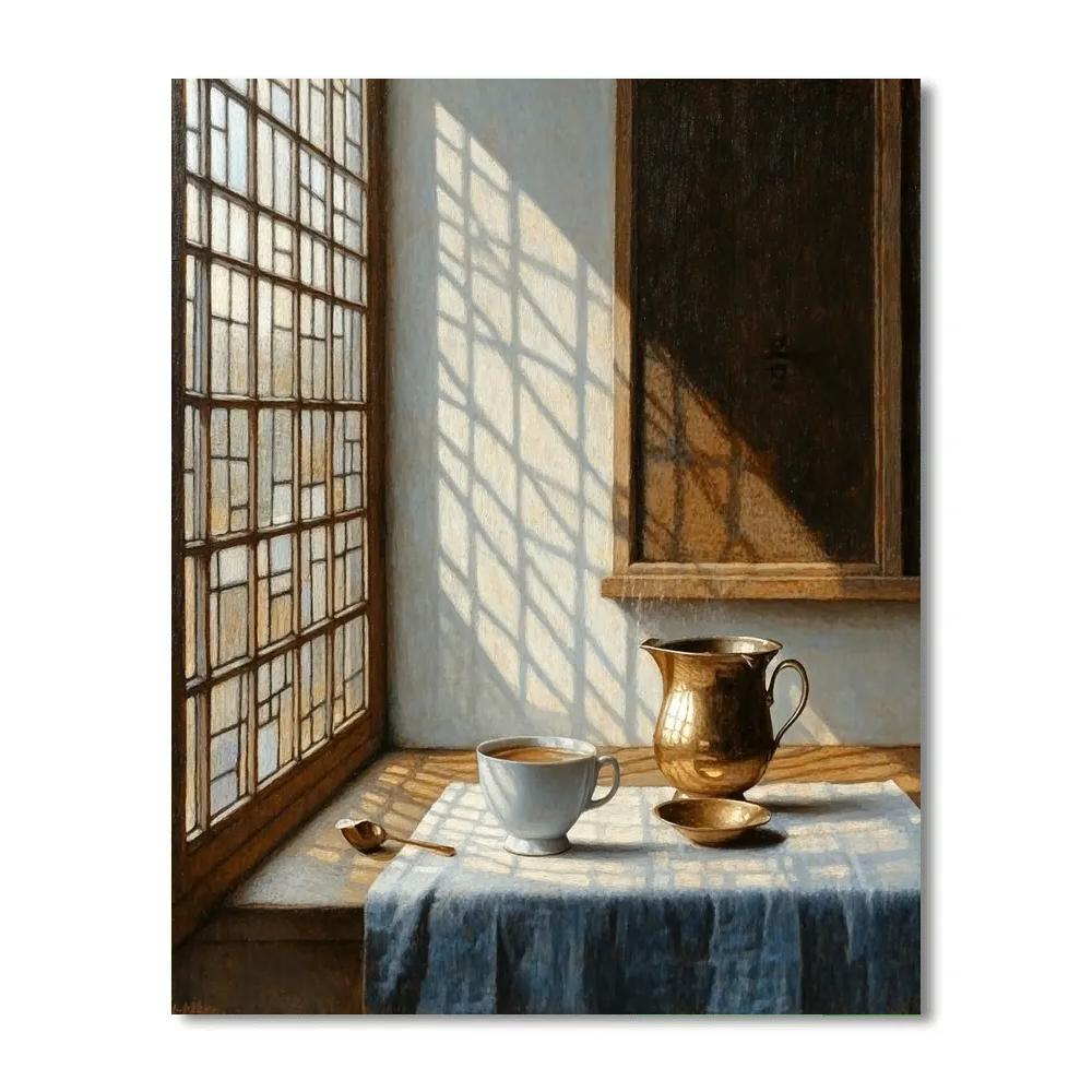 Johannes Vermeer Inspired Morning Coffee By Window DIY paint by numbers