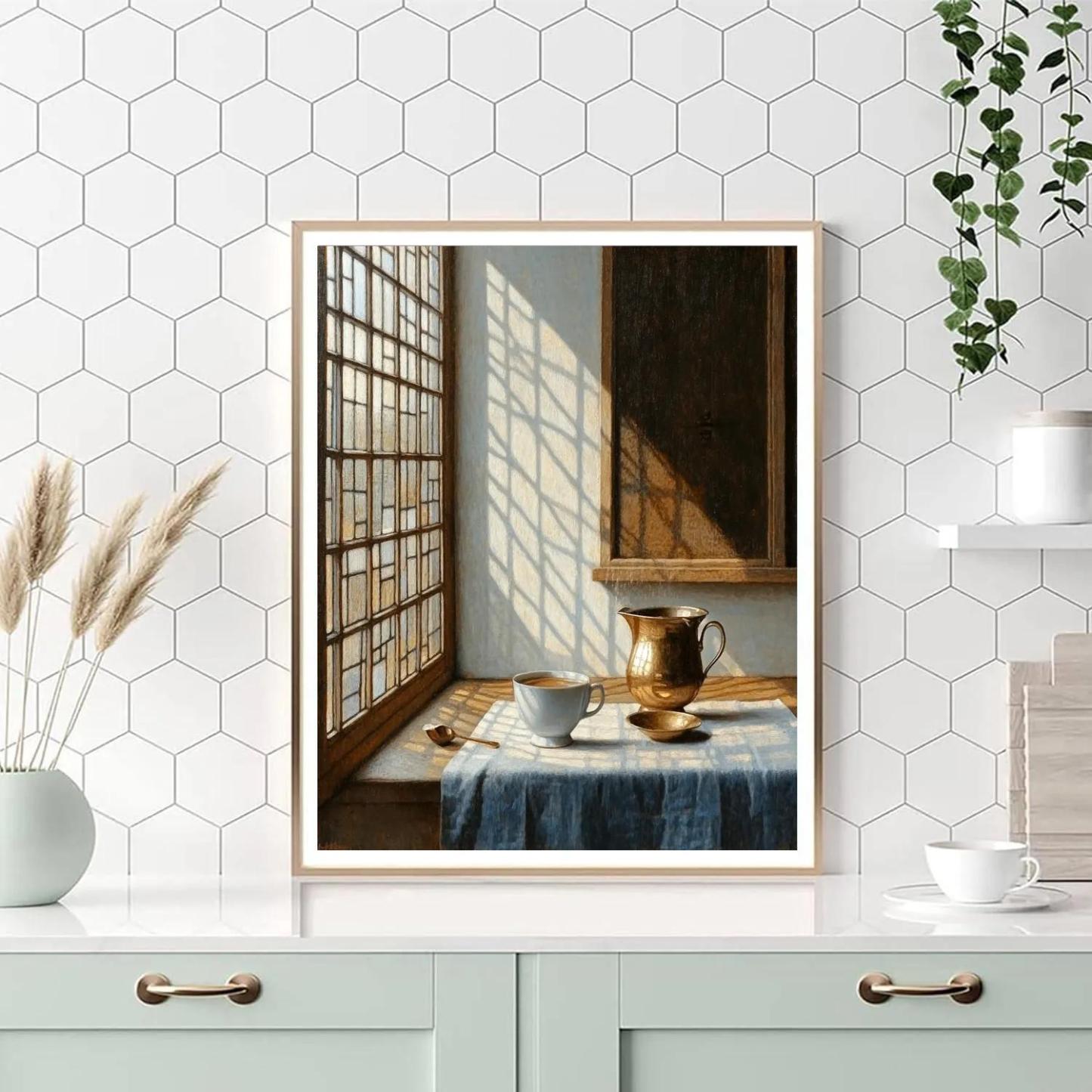 Johannes Vermeer Inspired Morning Coffee By Window DIY paint by numbers