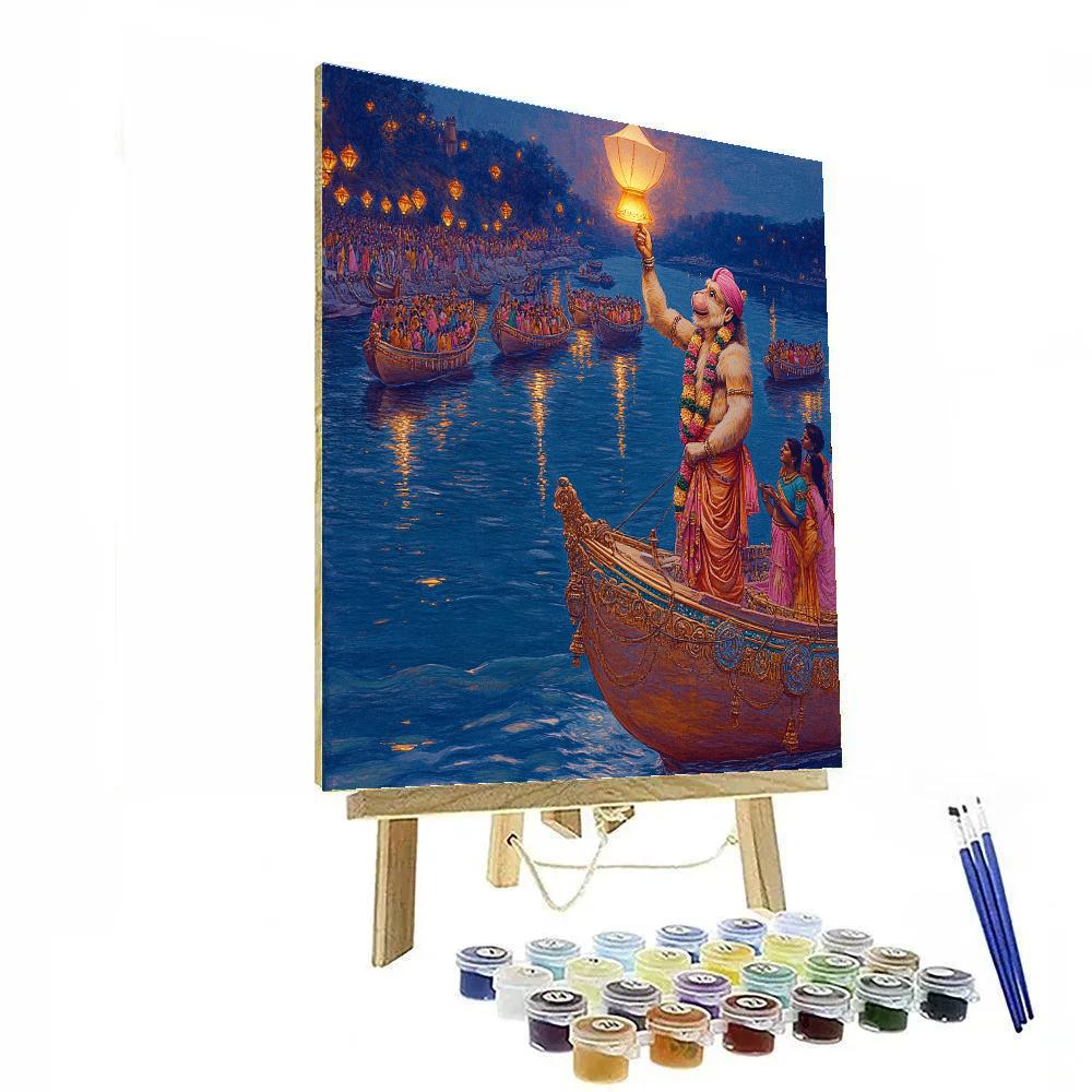 Hanuman Lantern Boat Parade Painting by numbers kit
