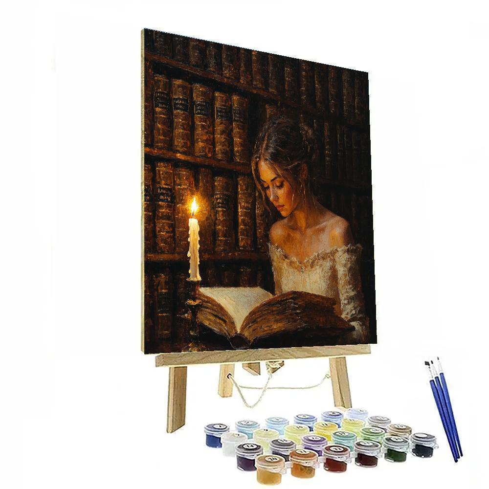 Rembrandt Inspired Candlelit Library Scholar paint by numbers
