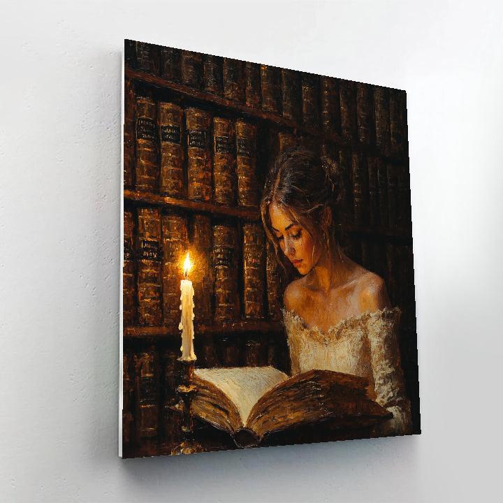 Rembrandt Inspired Candlelit Library Scholar paint by numbers
