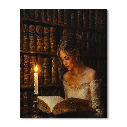 Rembrandt Inspired Candlelit Library Scholar paint by numbers