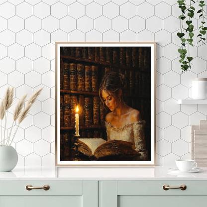 Rembrandt Inspired Candlelit Library Scholar paint by numbers