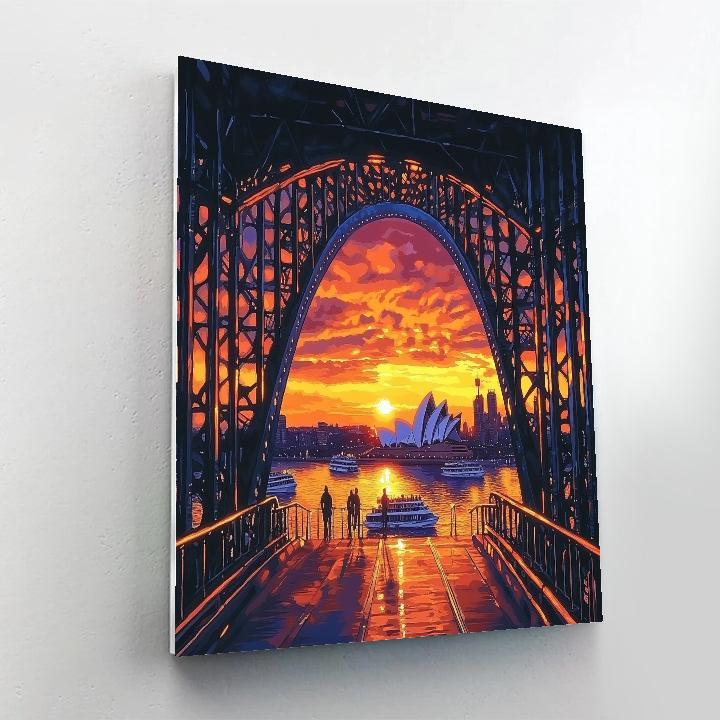 Sunset Over The Harbour Bridge Walkway Sydney Australia Paint by numbers art