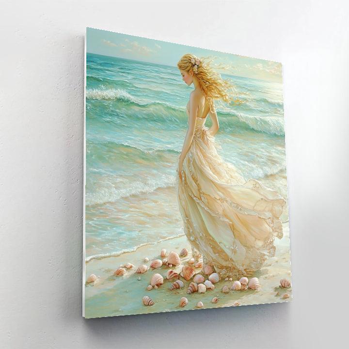 Sandro Botticelli Inspired Sea Nymph And Shells paint by number