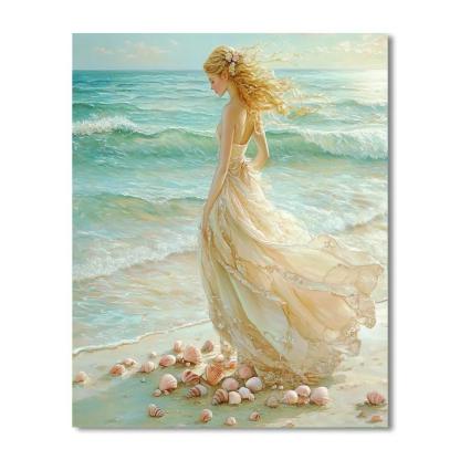 Sandro Botticelli Inspired Sea Nymph And Shells paint by number