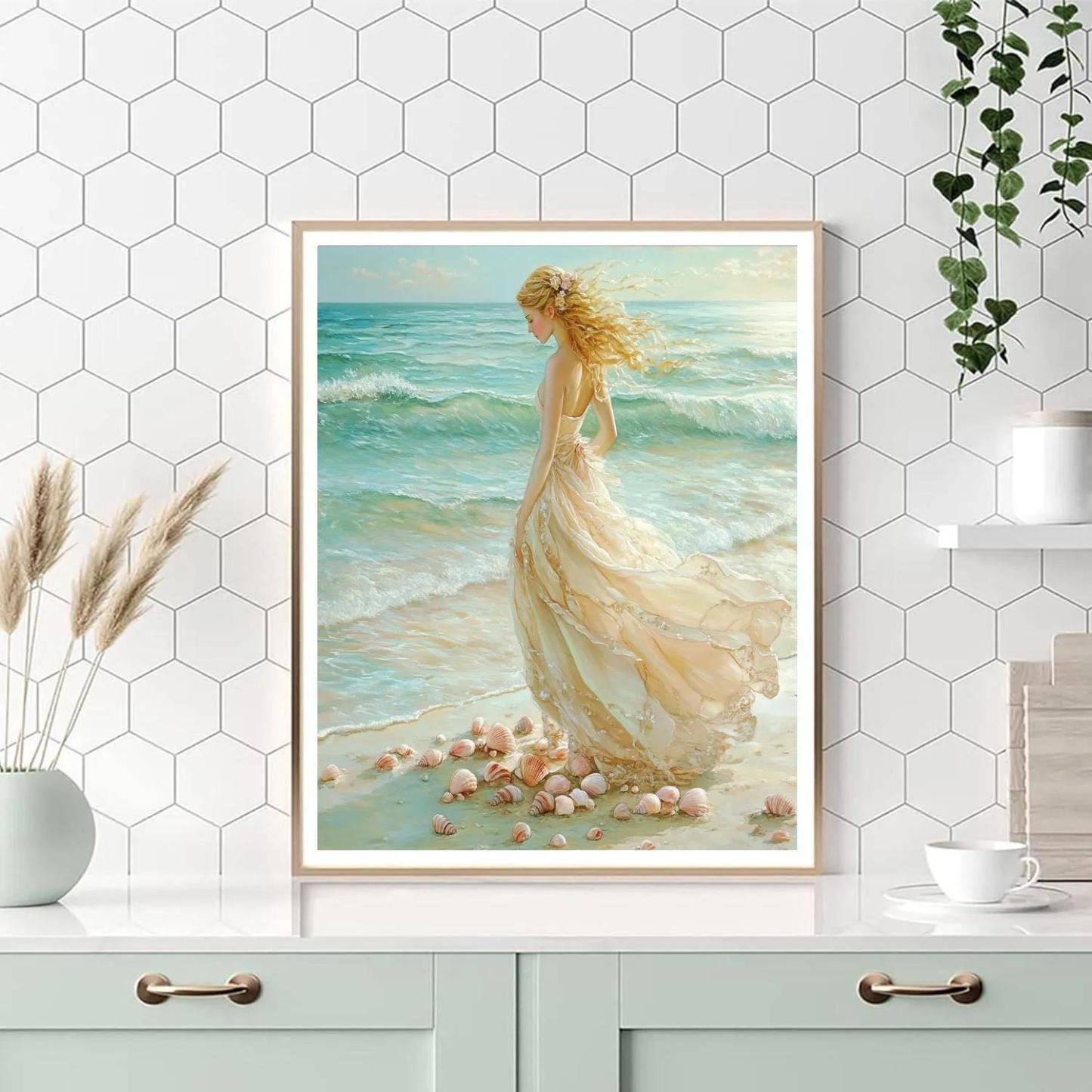 Sandro Botticelli Inspired Sea Nymph And Shells paint by number