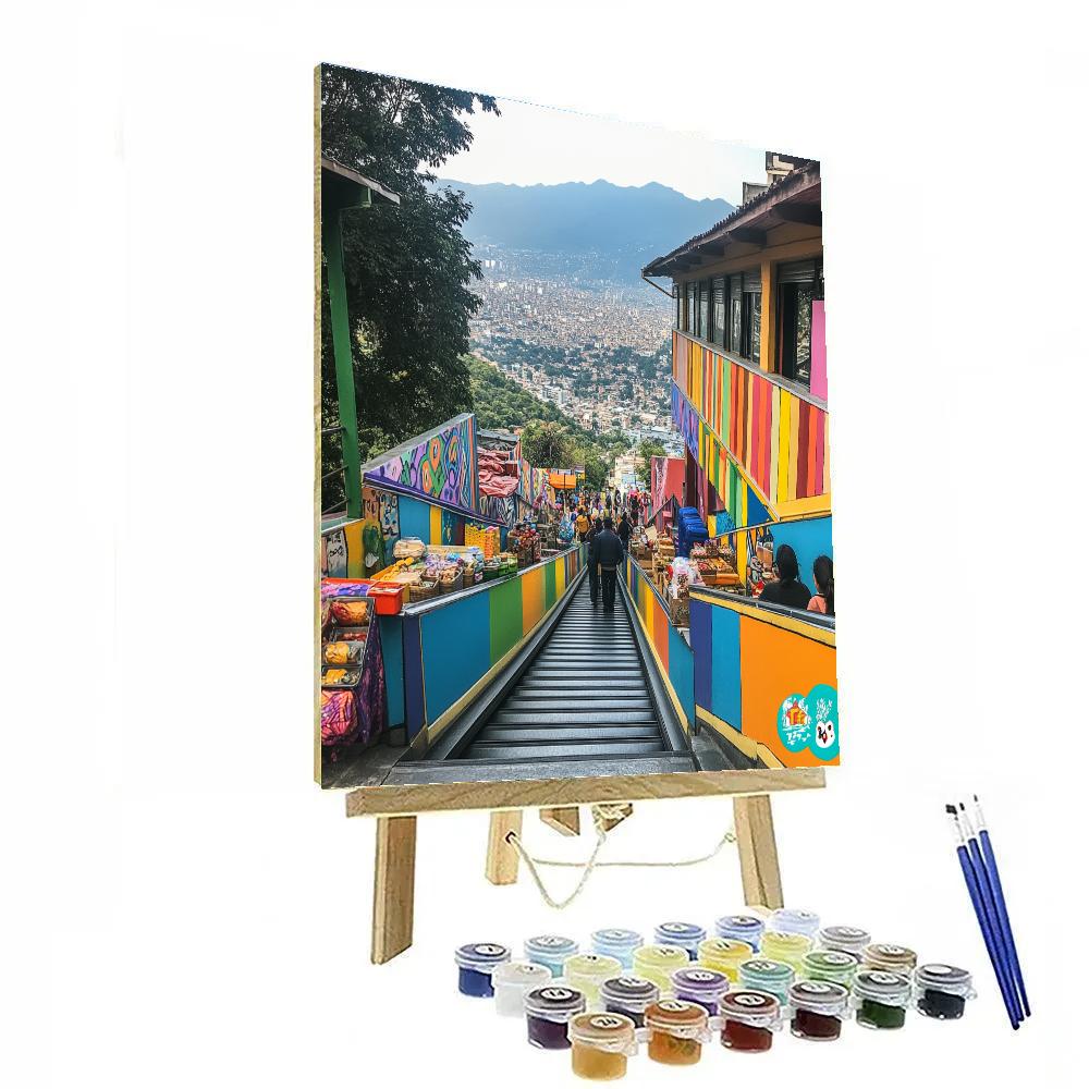 Street Art Canyon At Comuna 13 Escalators Medellin Colombia DIY paint by numbers