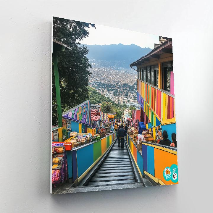 Street Art Canyon At Comuna 13 Escalators Medellin Colombia DIY paint by numbers