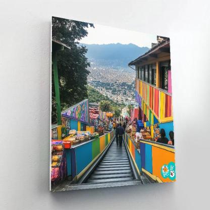 Street Art Canyon At Comuna 13 Escalators Medellin Colombia DIY paint by numbers