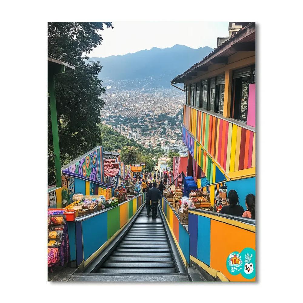 Street Art Canyon At Comuna 13 Escalators Medellin Colombia DIY paint by numbers