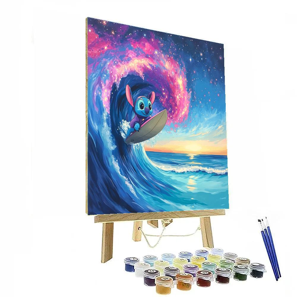 Stitch Nebula Surf Day Disney Inspired Paint by numbers art