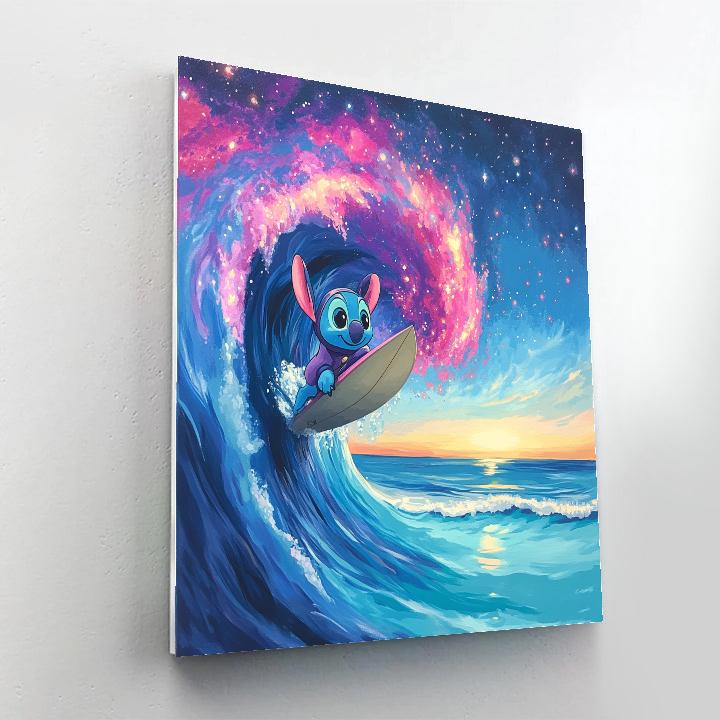 Stitch Nebula Surf Day Disney Inspired Paint by numbers art