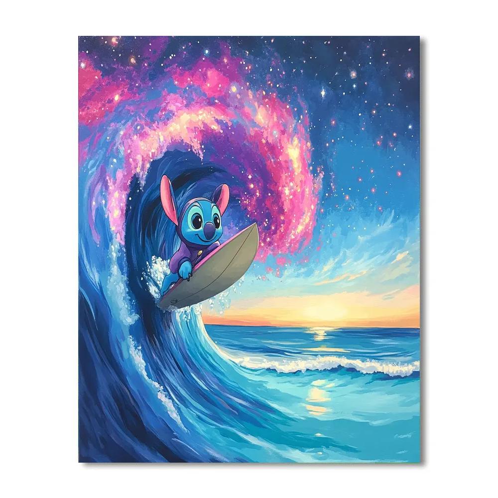 Stitch Nebula Surf Day Disney Inspired Paint by numbers art