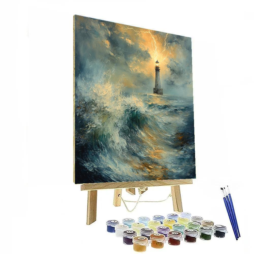 JMW Turner Inspired Storm At Sea With Lighthouse Paint by numbers art