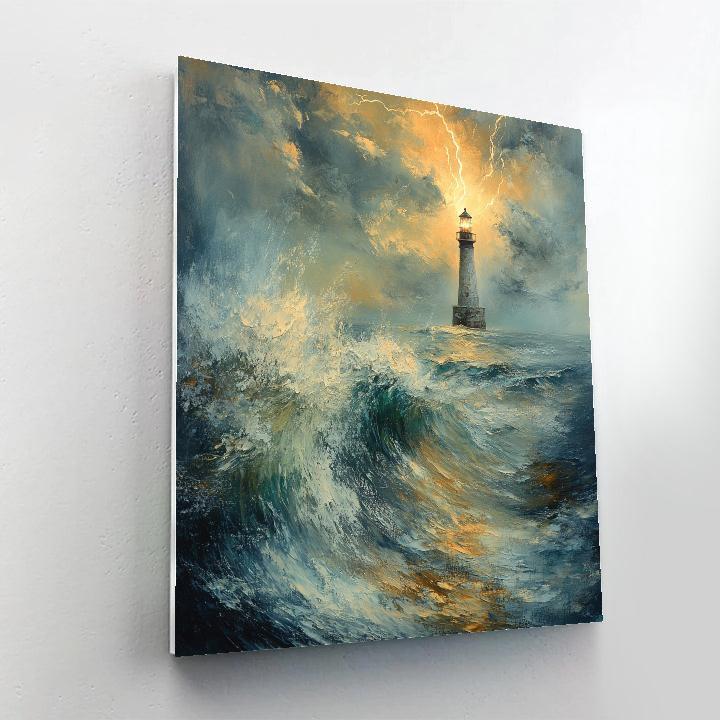 JMW Turner Inspired Storm At Sea With Lighthouse Paint by numbers art