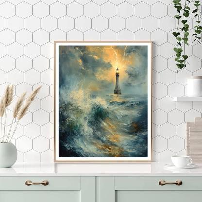 JMW Turner Inspired Storm At Sea With Lighthouse Paint by numbers art