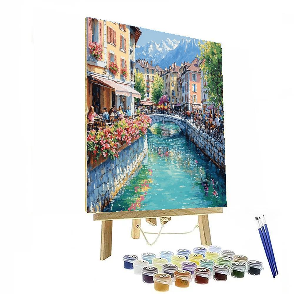 Canalside Charm At The Annecy Old Town Bridges Annecy France DIY paint by numbers