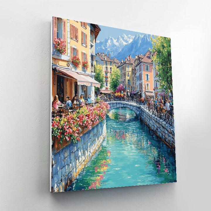 Canalside Charm At The Annecy Old Town Bridges Annecy France DIY paint by numbers