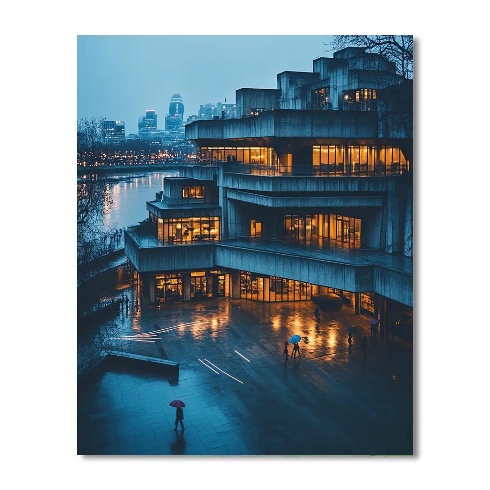 Brutalist Monolith At The National Theatre London United Kingdom painting number kit
