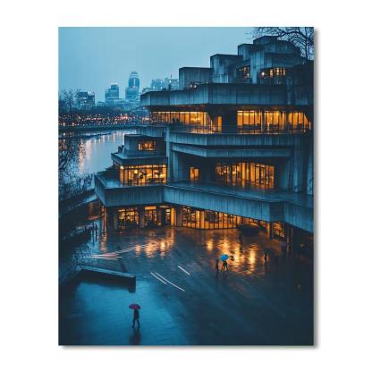 Brutalist Monolith At The National Theatre London United Kingdom painting number kit