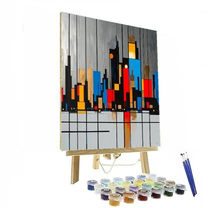 Piet Mondrian Inspired Futuristic City Grid Number painting