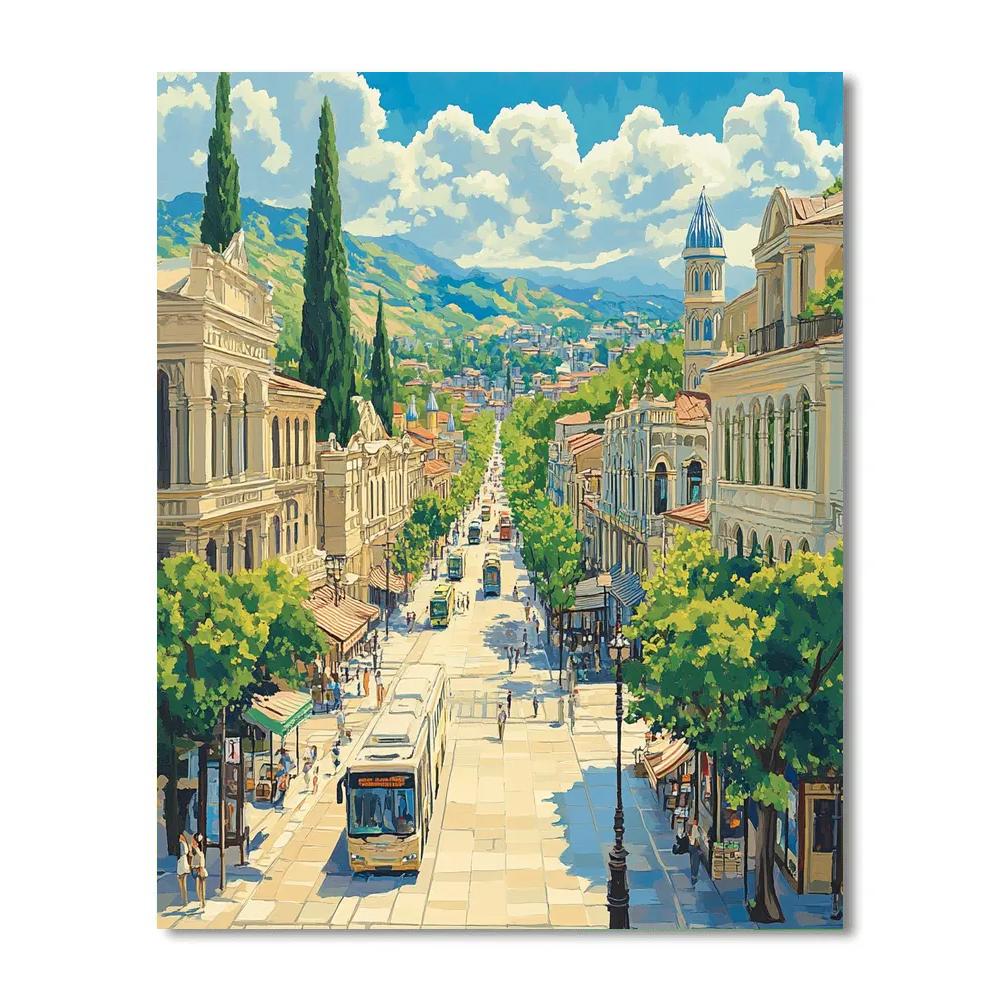 Mountain Framed Avenue At Liberty Square View Tbilisi Georgia DIY paint by numbers