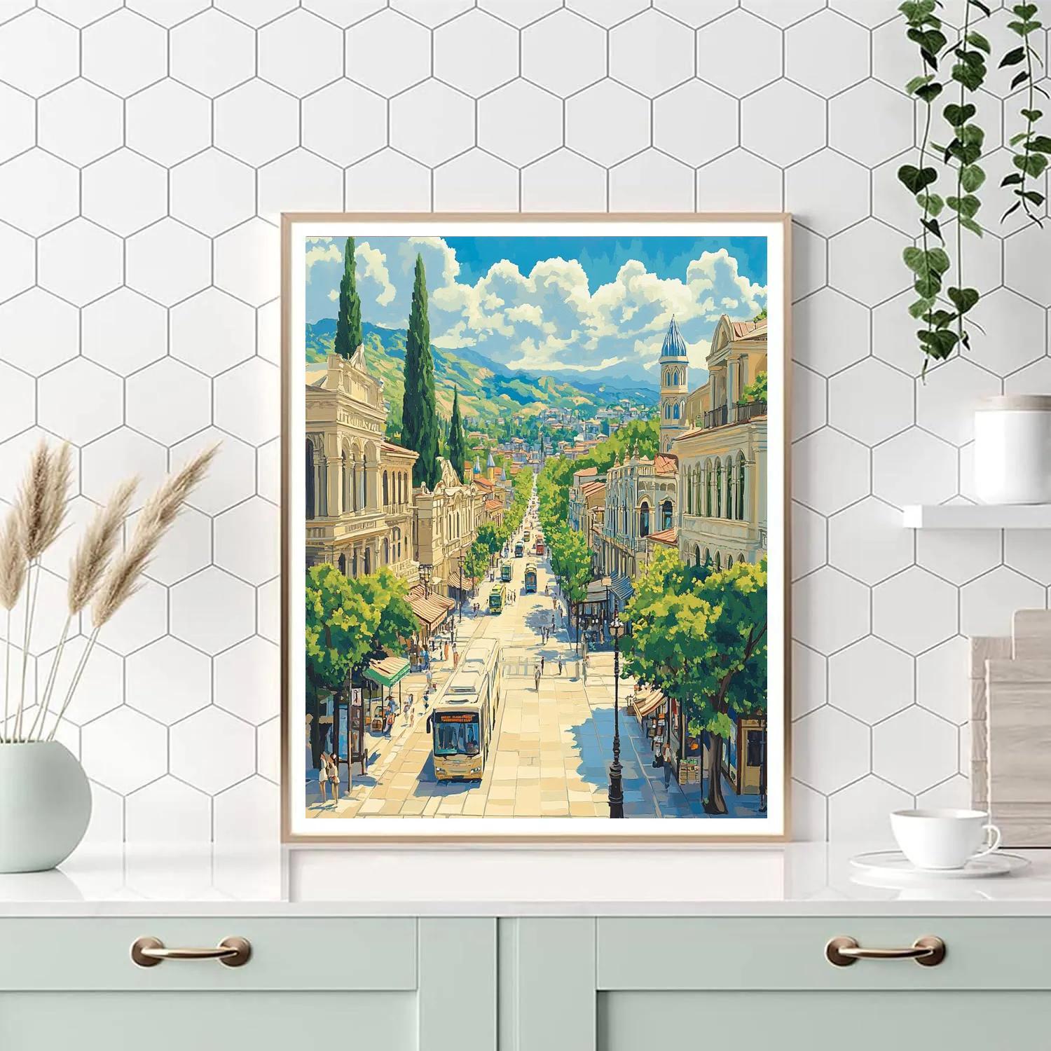 Mountain Framed Avenue At Liberty Square View Tbilisi Georgia DIY paint by numbers