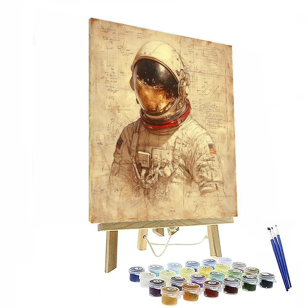 Leonardo Da Vinci Inspired Astronaut Renaissance Study Numbered painting kits