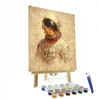 Leonardo Da Vinci Inspired Astronaut Renaissance Study Numbered painting kits