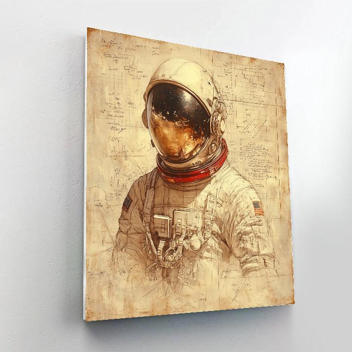 Leonardo Da Vinci Inspired Astronaut Renaissance Study Numbered painting kits