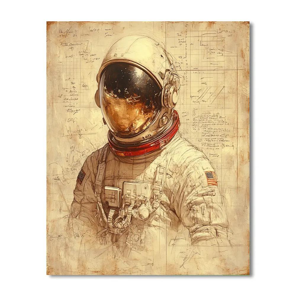 Leonardo Da Vinci Inspired Astronaut Renaissance Study Numbered painting kits