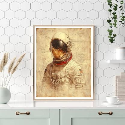 Leonardo Da Vinci Inspired Astronaut Renaissance Study Numbered painting kits