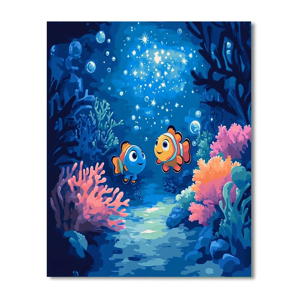 Nemo And Dory Starlit Reef Swim Disney Inspired paint by number