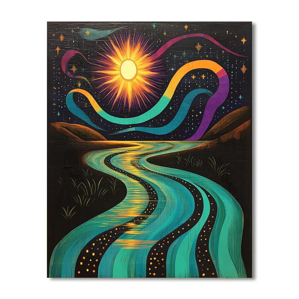 Norval Morrisseau Inspired Aurora Serpent Of The Northern Waters Paint by numbers art