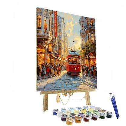 Historic Tram Curve At Istiklal Avenue Istanbul Turkey Number painting