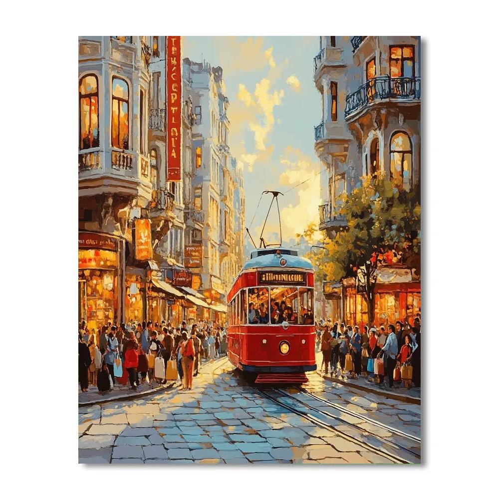 Historic Tram Curve At Istiklal Avenue Istanbul Turkey Number painting