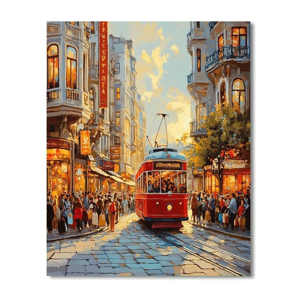 Historic Tram Curve At Istiklal Avenue Istanbul Turkey Number painting