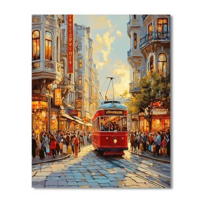 Historic Tram Curve At Istiklal Avenue Istanbul Turkey Number painting