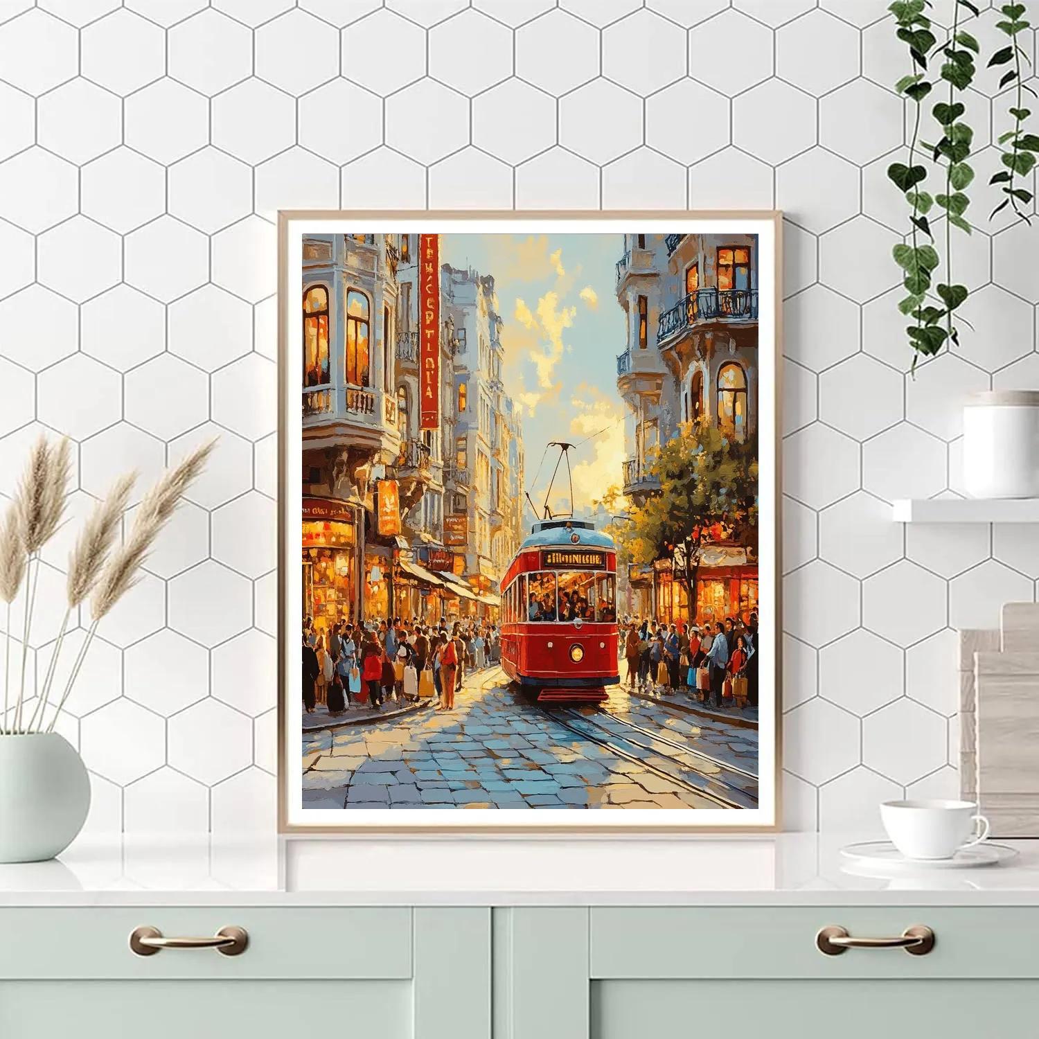 Historic Tram Curve At Istiklal Avenue Istanbul Turkey Number painting