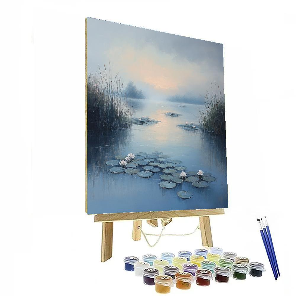Claude Monet Inspired Waterlilies In Pearl Mist At Dawn Numbered painting kits