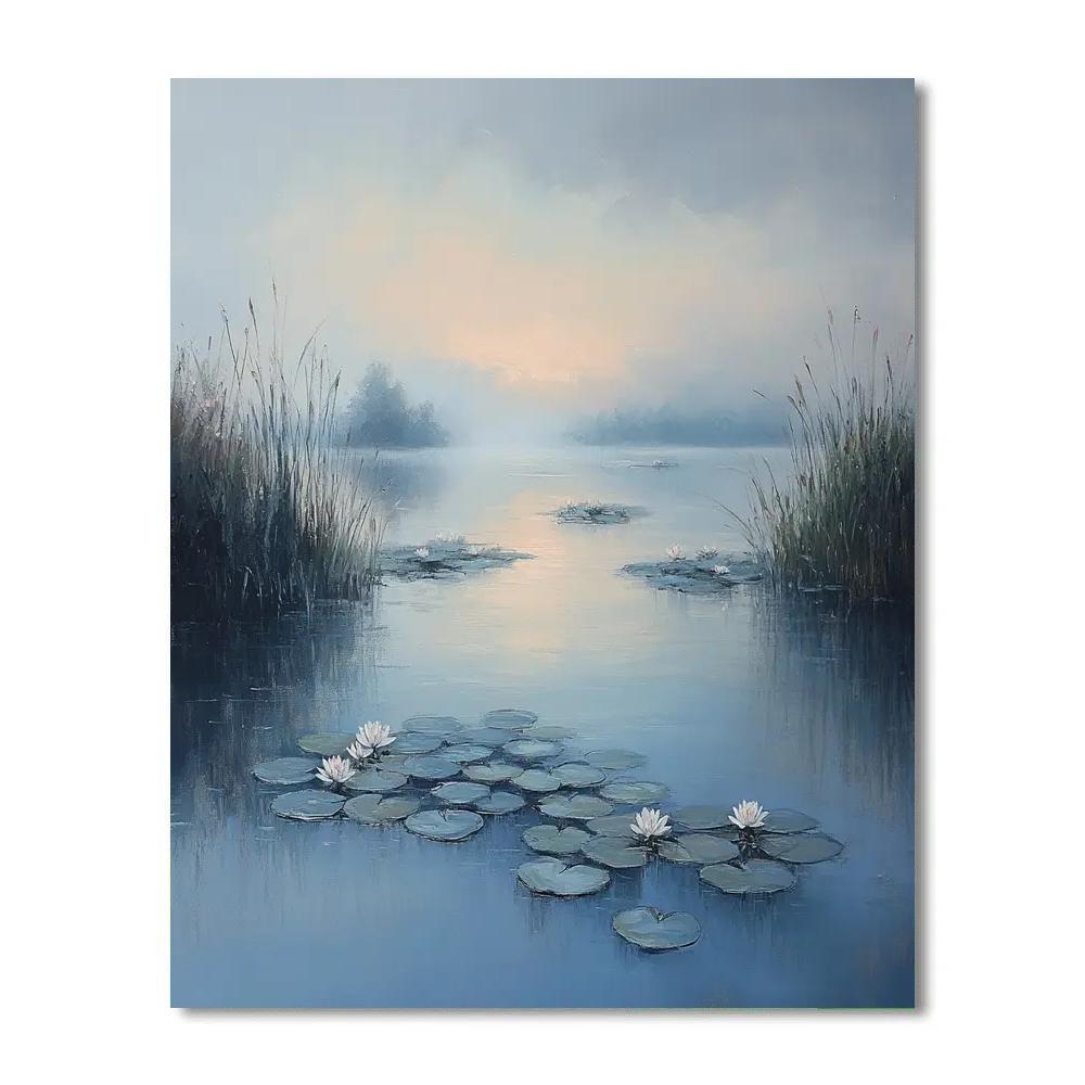Claude Monet Inspired Waterlilies In Pearl Mist At Dawn Numbered painting kits