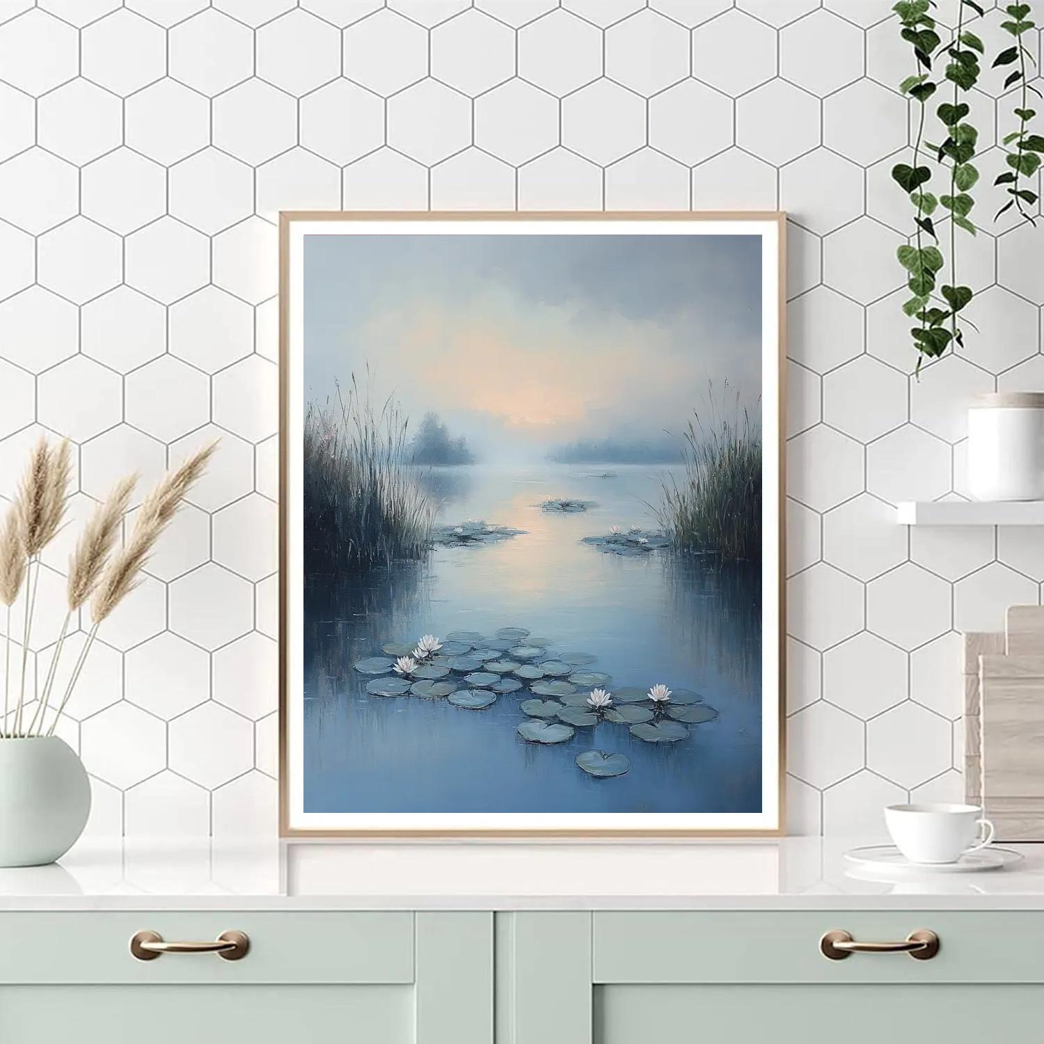 Claude Monet Inspired Waterlilies In Pearl Mist At Dawn Numbered painting kits